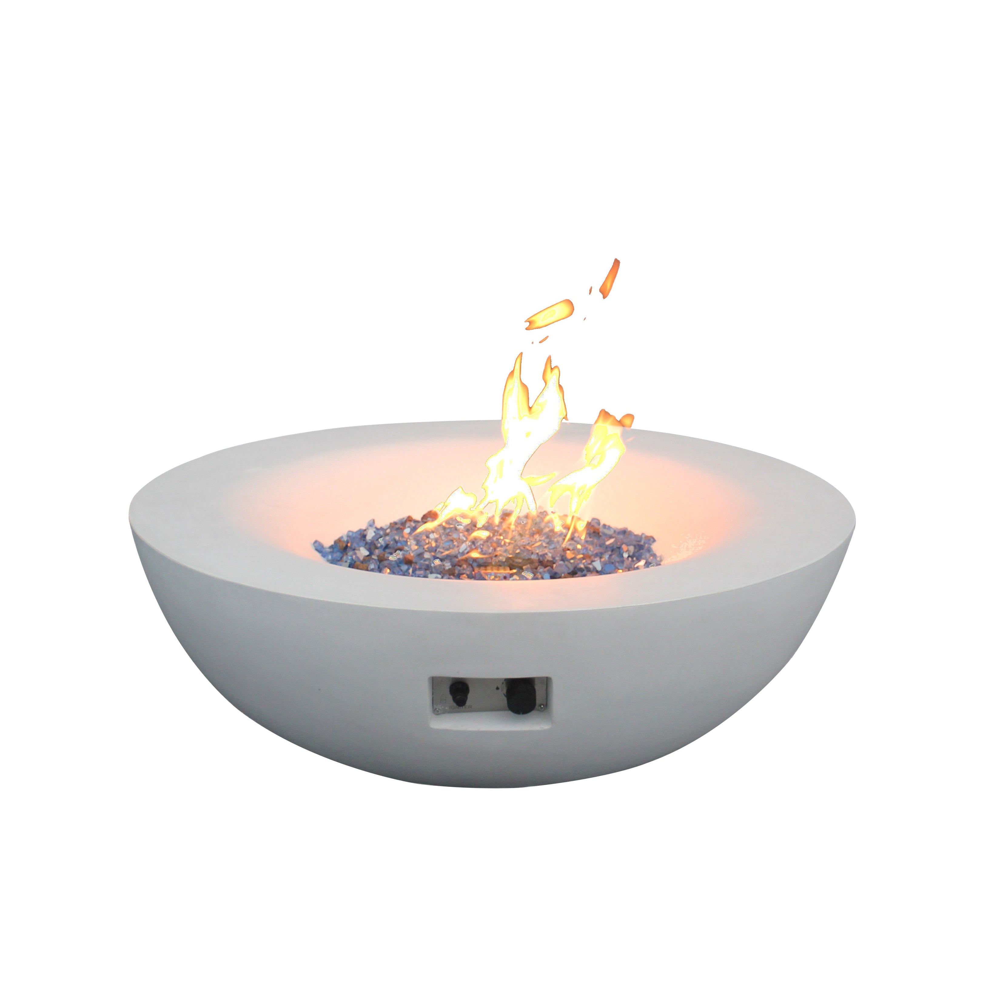 42" Outdoor Concrete Propane Fire Pit Bowl | Antique White Gas Fire Bowl | Patio Garden Heater