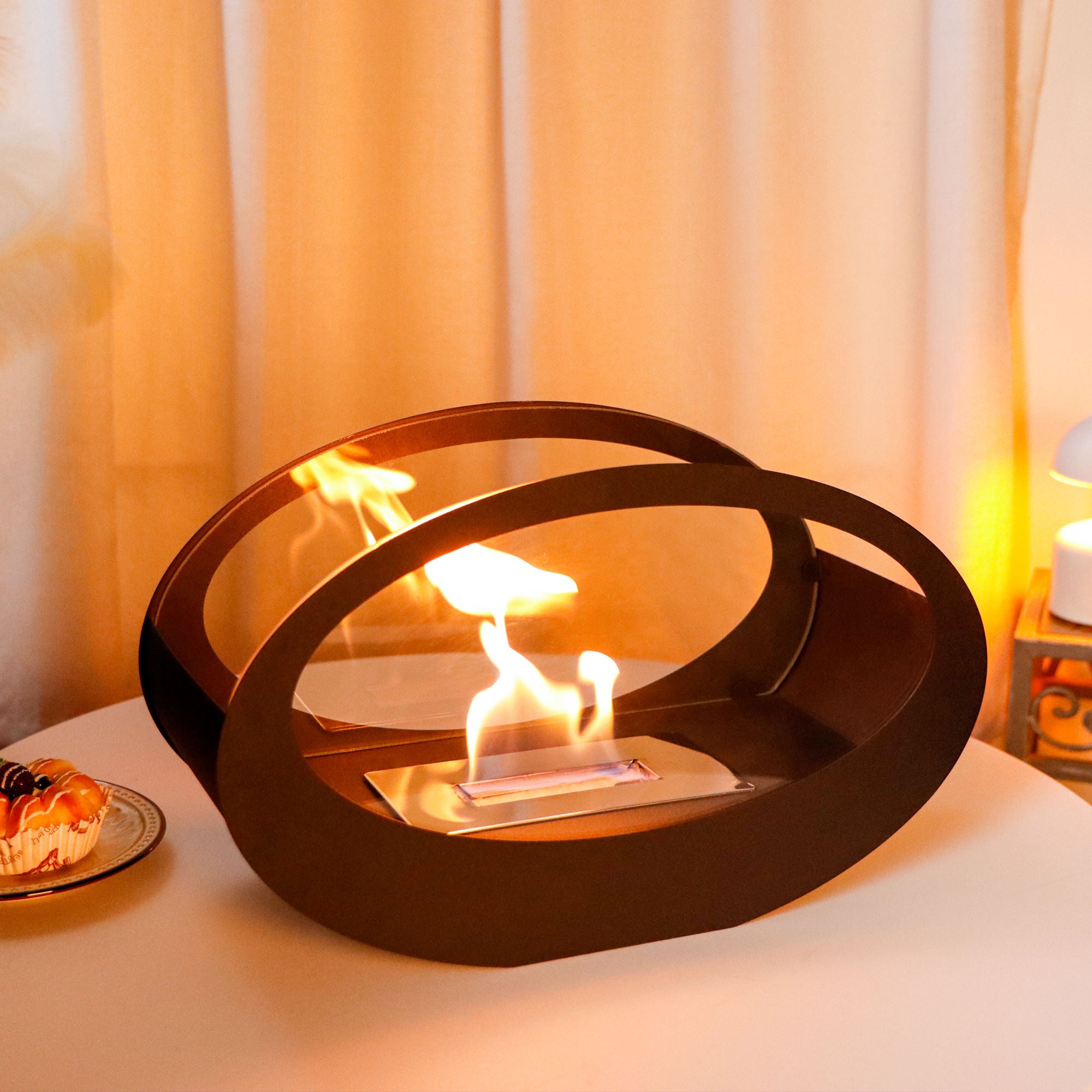 Oval Glass Bioethanol Tabletop Fireplace