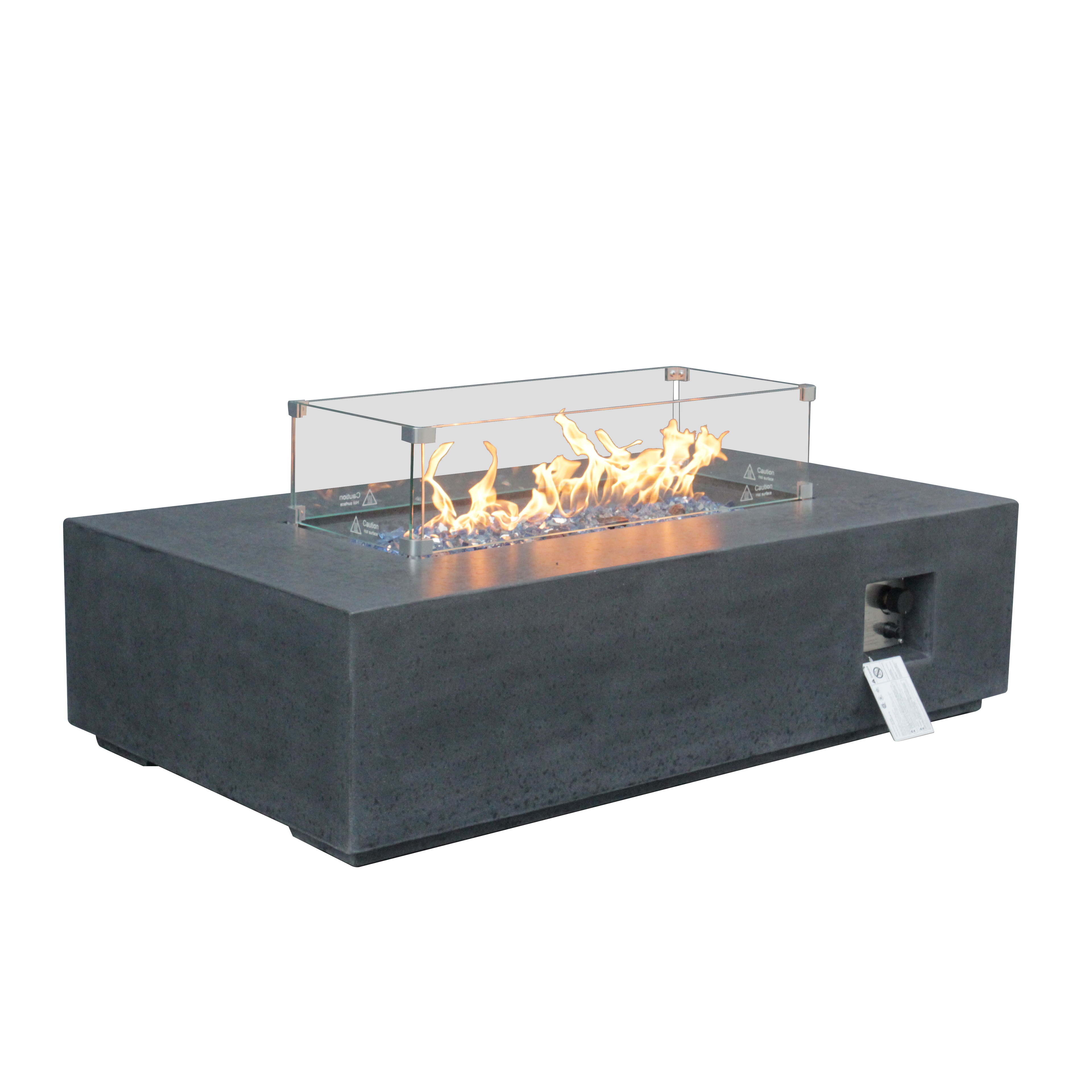 52" Outdoor Propane Fire Pit Table — Rectangle Concrete Gas Fire Table in Dark Grey | Garden Patio Heater