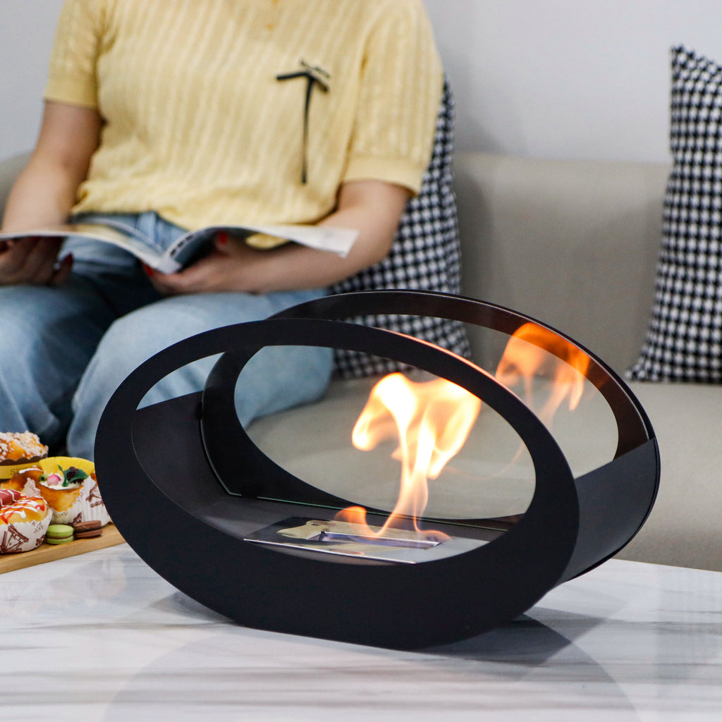 Oval Glass Bioethanol Tabletop Fireplace