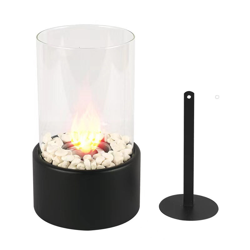 Desktop Bioethanol Fireplace | Circular Glass Tabletop Fire