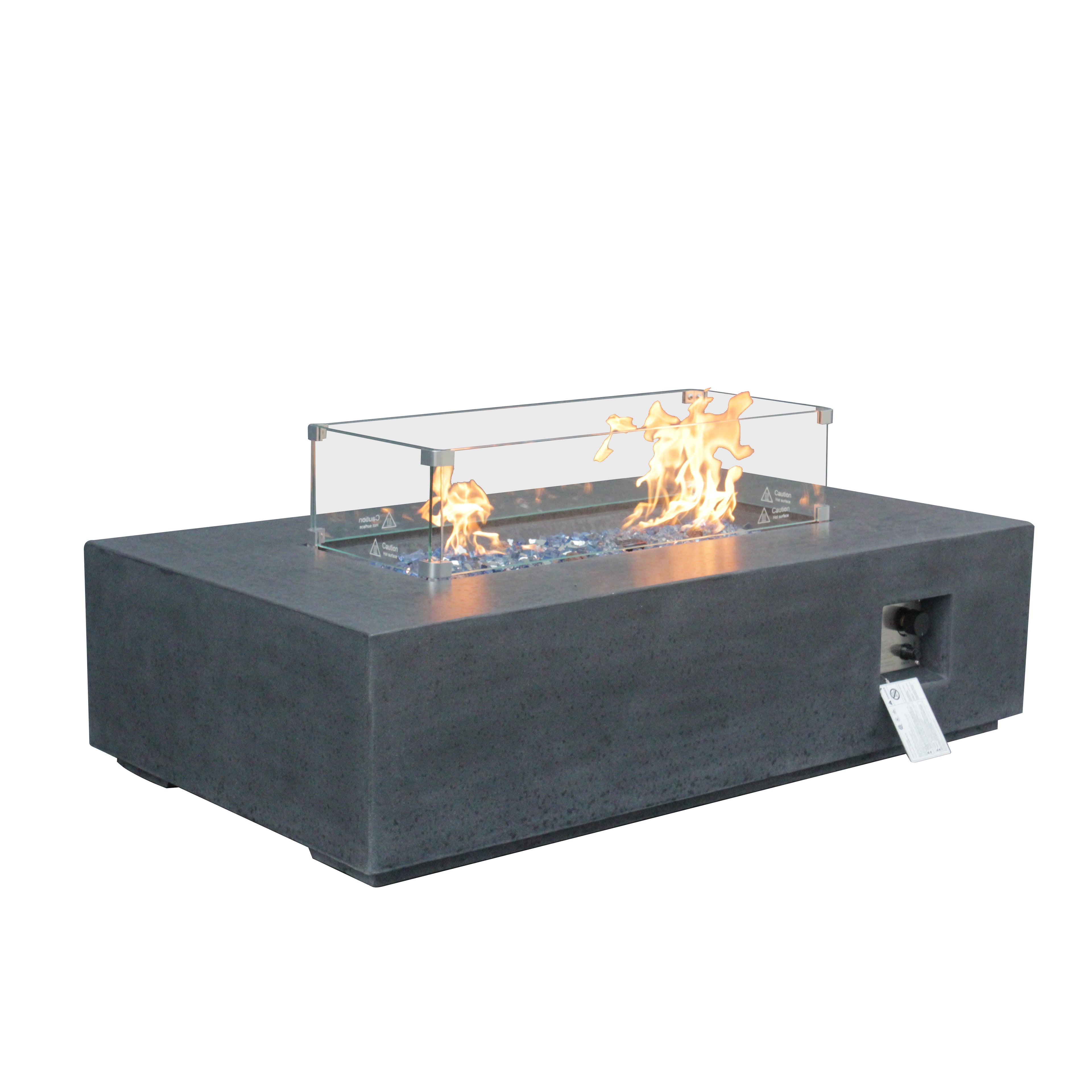 52" Outdoor Propane Fire Pit Table — Rectangle Concrete Gas Fire Table in Dark Grey | Garden Patio Heater