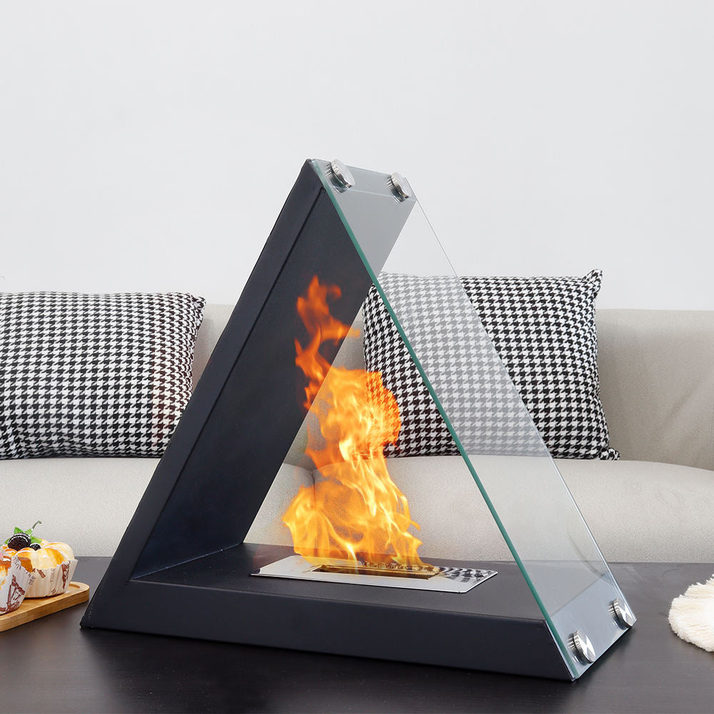 Triangular Tabletop Bioethanol Fireplace | Real Flame Indoor & Outdoor Fire Pit