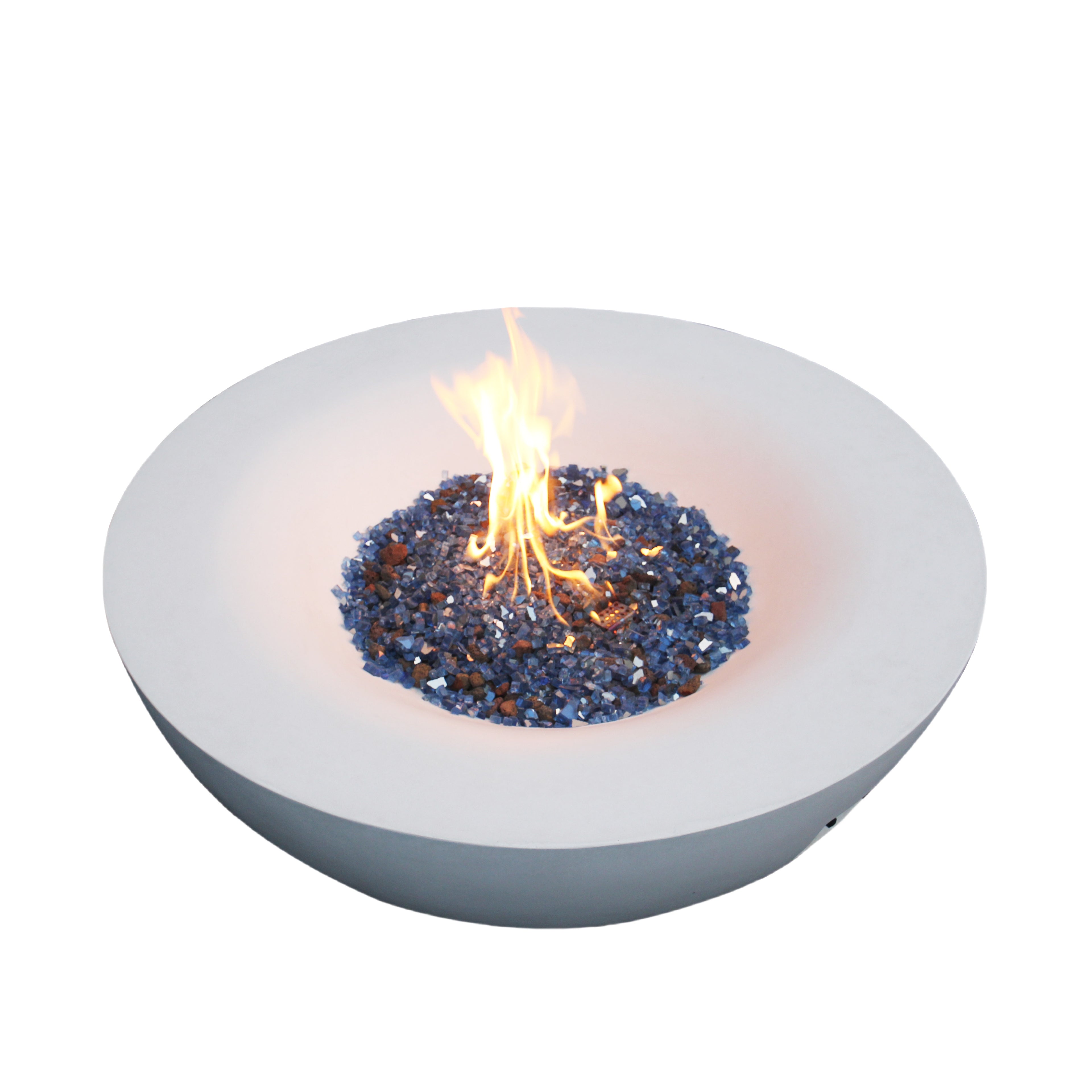 42" Outdoor Concrete Propane Fire Pit Bowl | Antique White Gas Fire Bowl | Patio Garden Heater