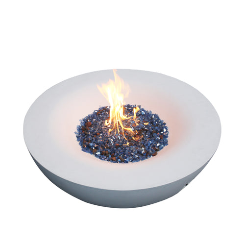 42" Outdoor Concrete Propane Fire Pit Bowl | Antique White Gas Fire Bowl | Patio Garden Heater